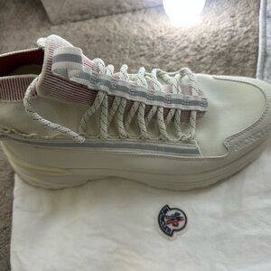 Moncler Cream and Pink Platform Sneaker